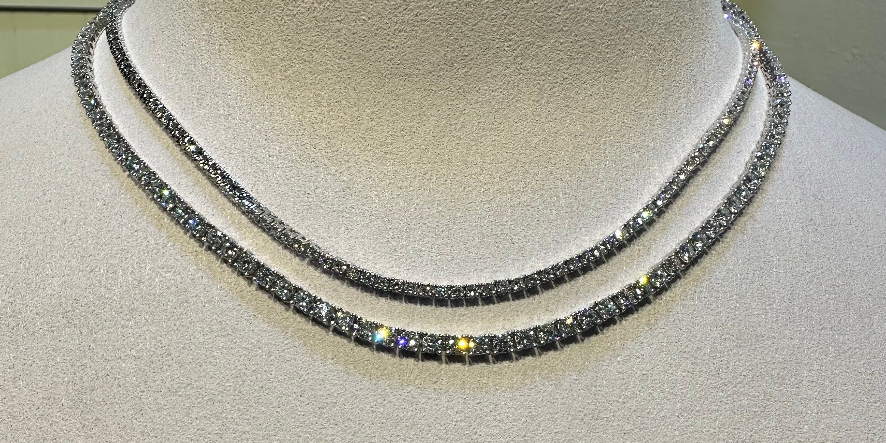 Necklace on a mannequin with a neutral background
