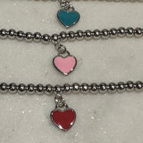 Enamel Heart 3MM Ball Bracelet