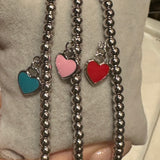 Enamel Heart 3MM Ball Bracelet