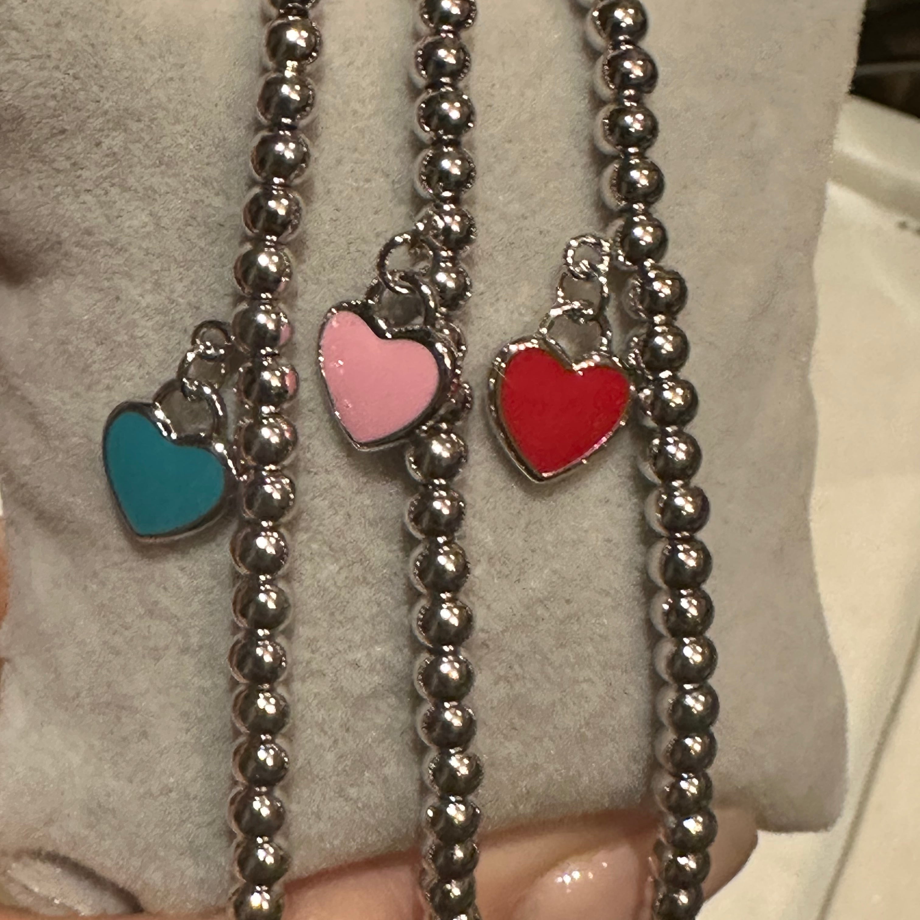 Enamel Heart 3MM Ball Bracelet