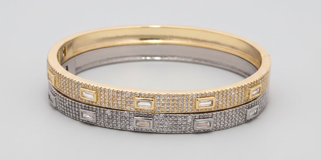 Pave Bezel Emerald CZ Bangle