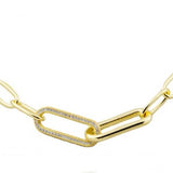 Vermeil Paperclip with Pave CZ's