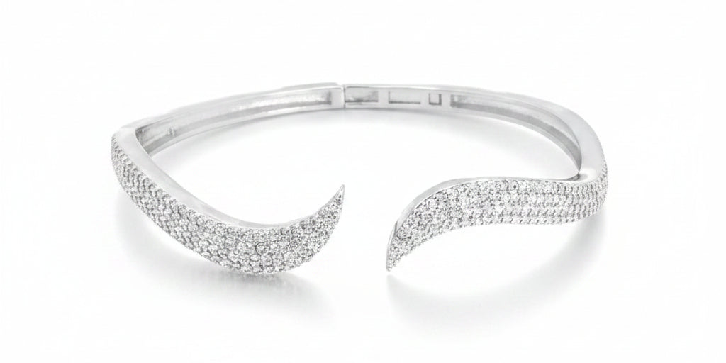 Wave Bangle with CZ