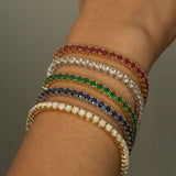 Lab Created Gemstone Tennis Bracelets