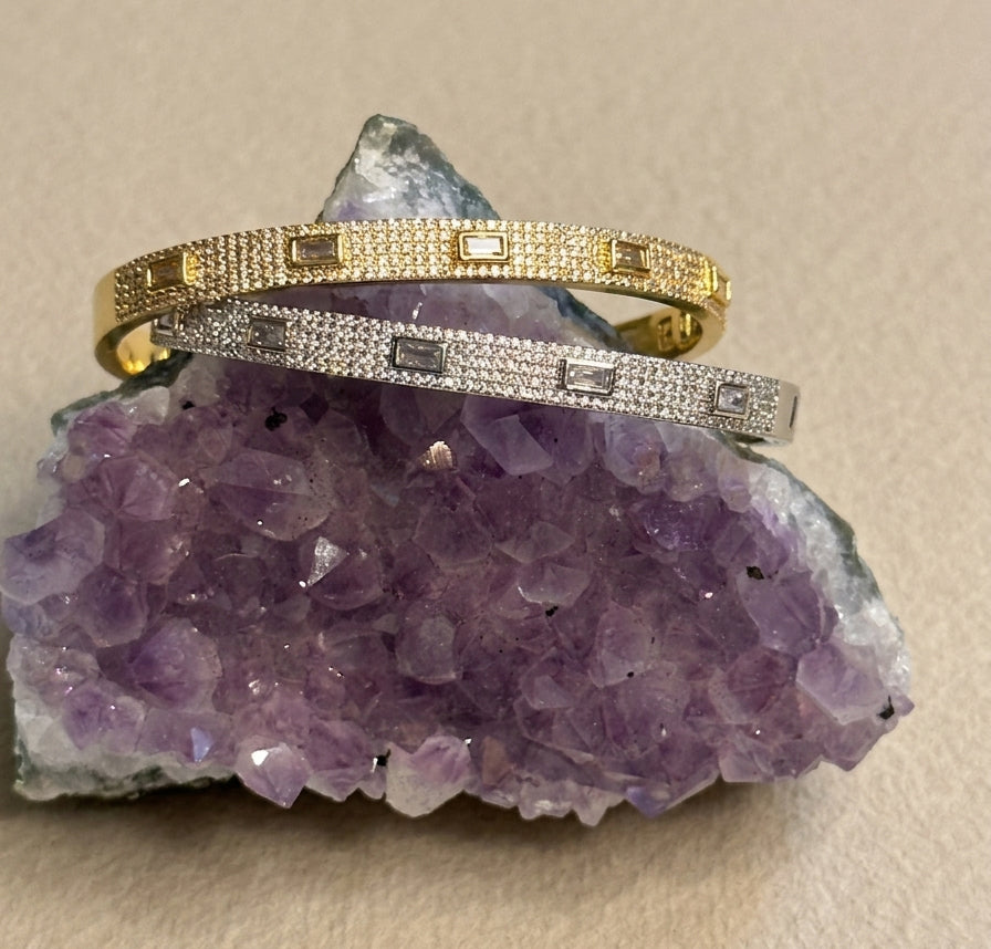 Pave Bezel Emerald CZ Bangle