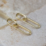 Dangle Paperclip & CZ Earrings