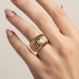 Wide Ribbed Band Lab Diamond
